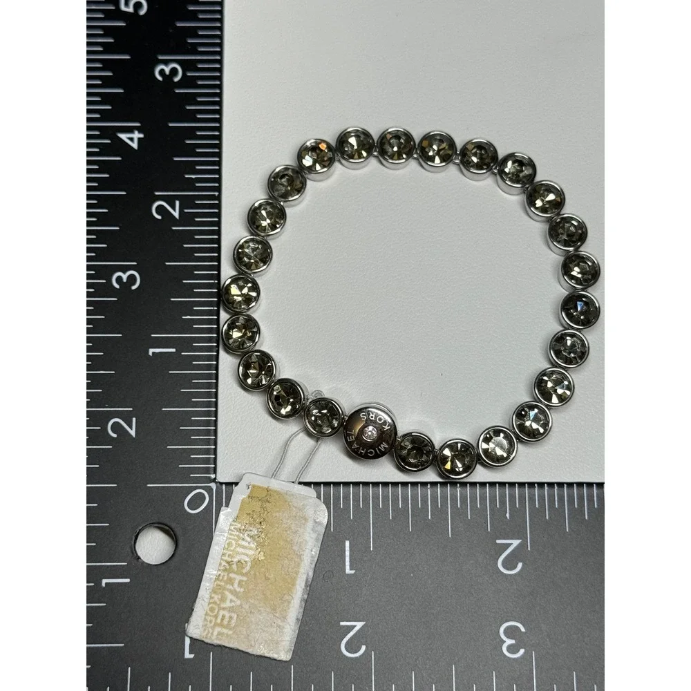 Michael Kors Park Ave Bracelet Womens Silver Grey NWT Crystal Slider Mcbling - Picture 5 of 6
